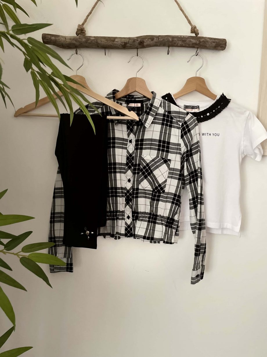 Camicia a quadri girl con baschina e tasca