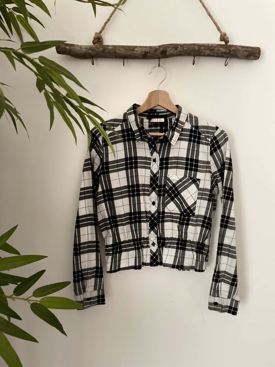 Camicia a quadri girl con baschina e tasca
