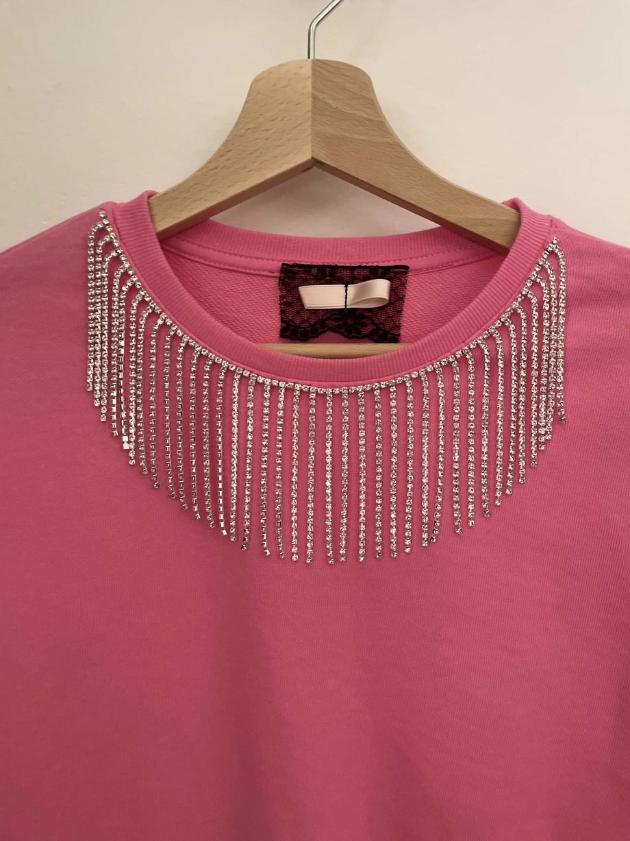 Mod. Viola: felpa gioiello girl con frange strass