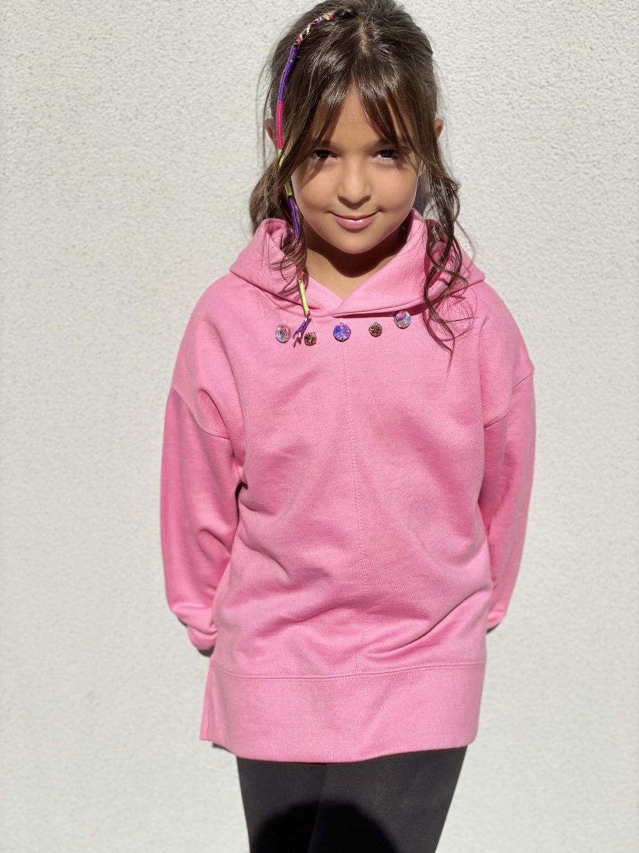 Mod. Greta: felpa gioiello girl con castoni e cappuccio