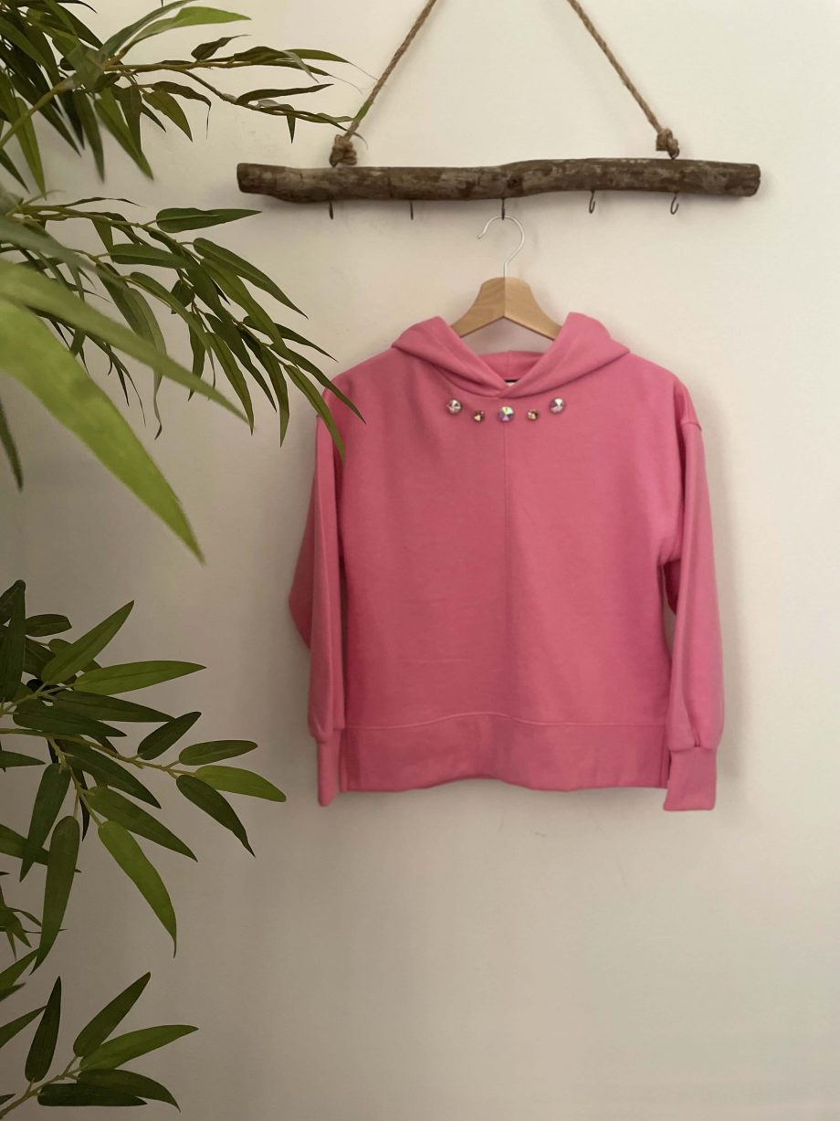Mod. Greta: felpa gioiello girl con castoni e cappuccio