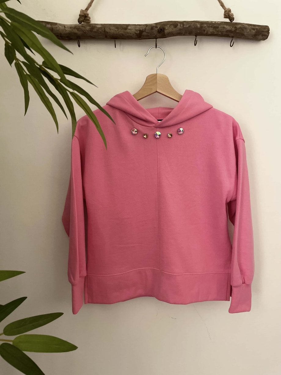 Mod. Greta: felpa gioiello girl con castoni e cappuccio