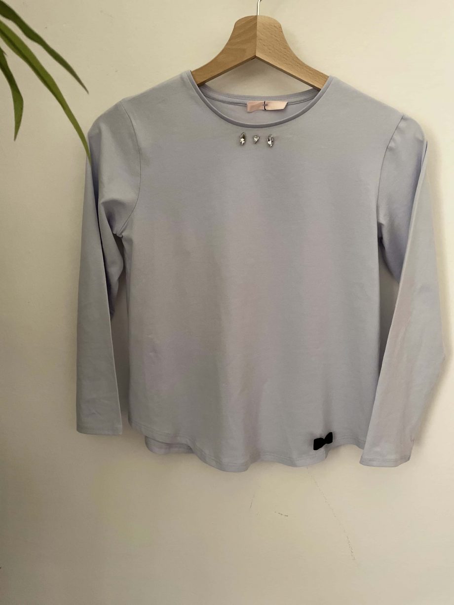T-shirt gioiello girl col. celeste con castoni