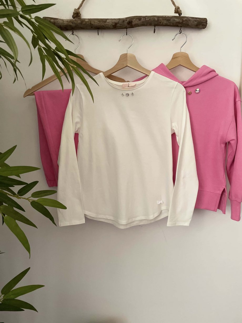 T-shirt gioiello girl col. panna con castoni