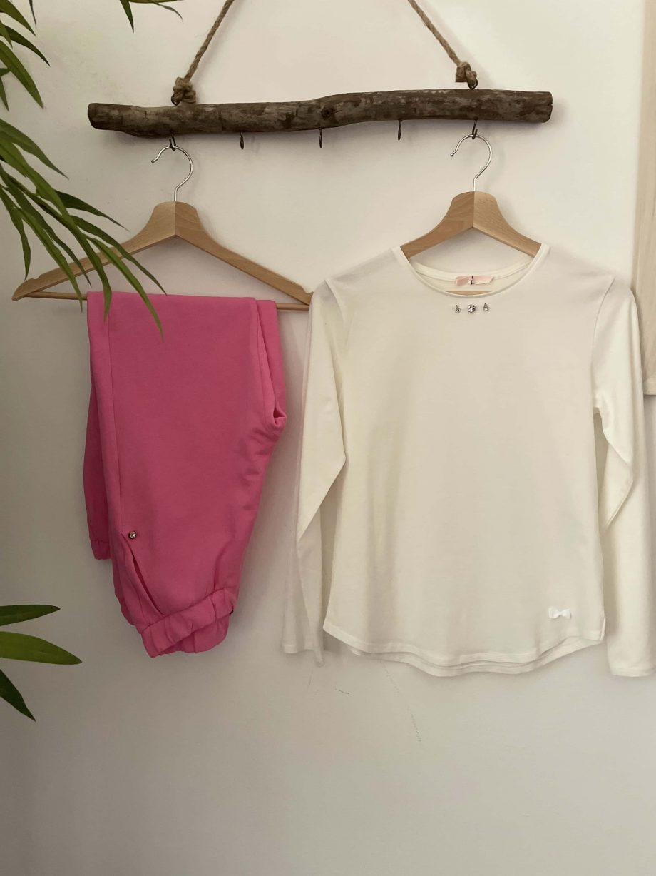 T-shirt gioiello girl col. panna con castoni