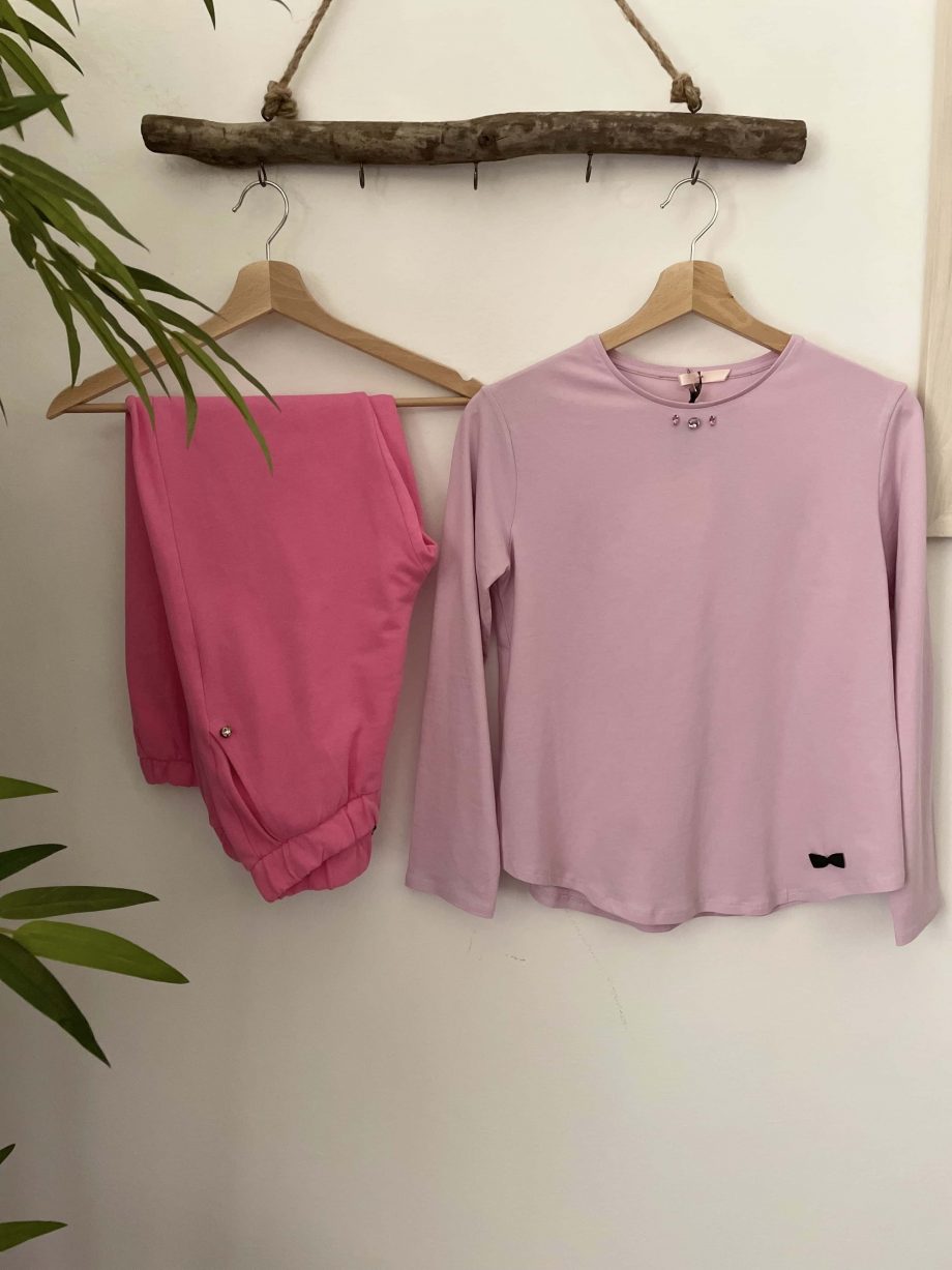 T-shirt gioiello girl col. light pink con castoni