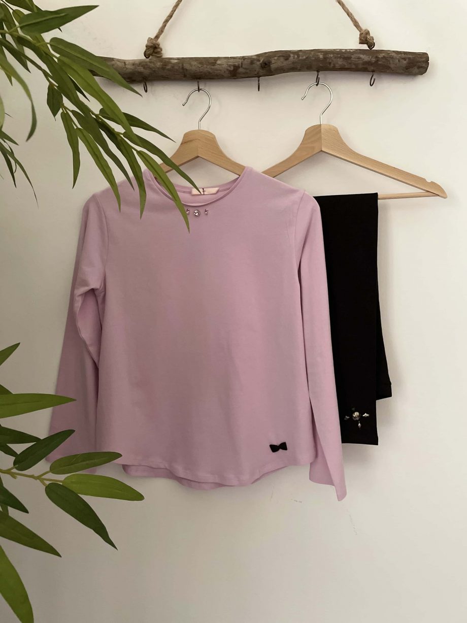 T-shirt gioiello girl col. light pink con castoni