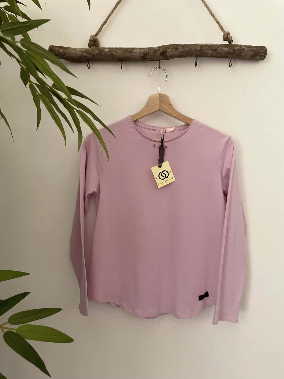 T-shirt gioiello girl col. light pink con castoni