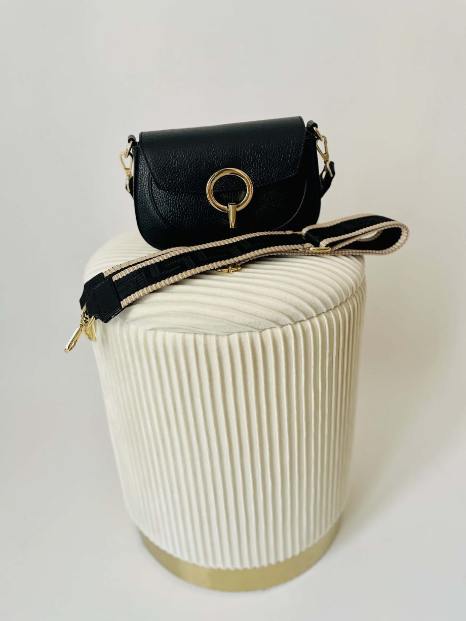 Tracolla jacquard a righe var. nero