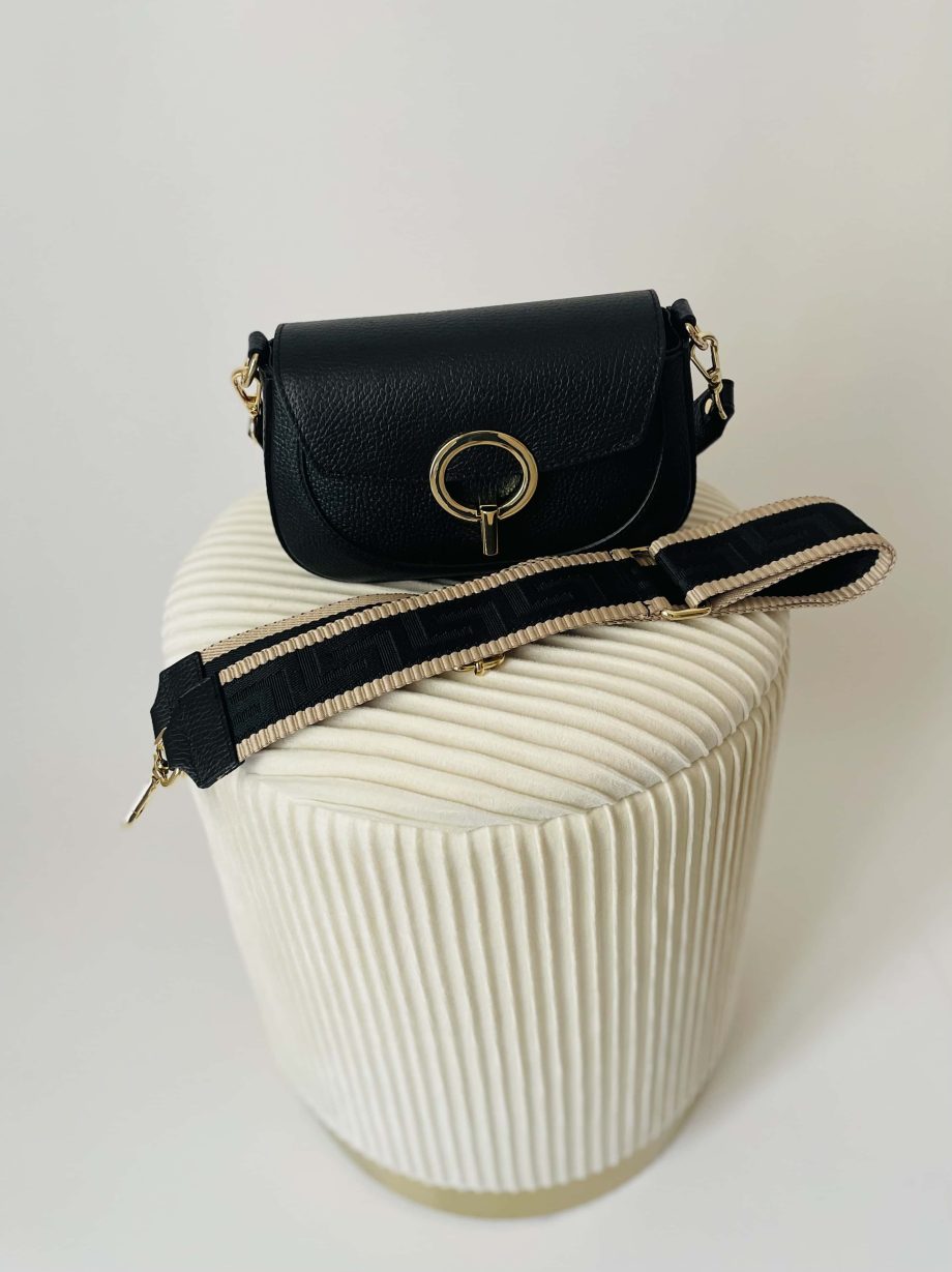 Tracolla jacquard a righe var. nero