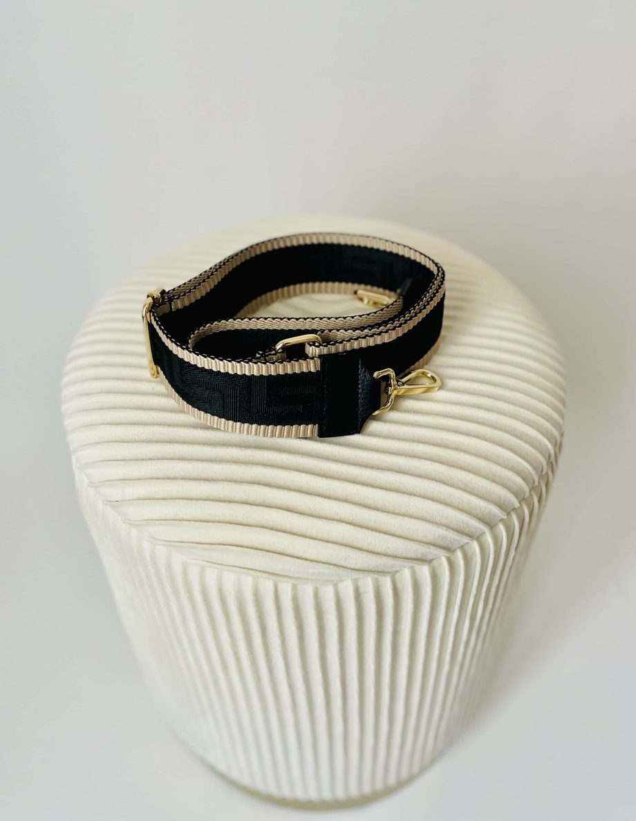 Tracolla jacquard a righe var. nero