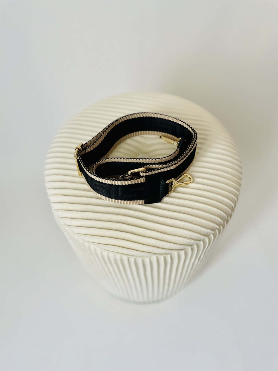 Tracolla jacquard a righe var. nero