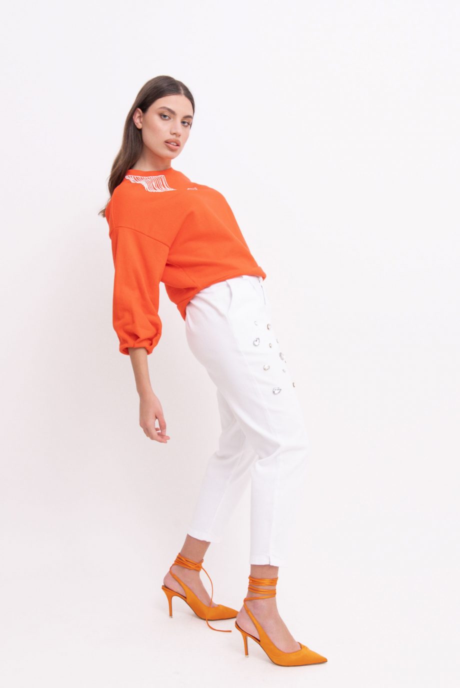 Pantalone denim gioiello: high waist/baggy fit