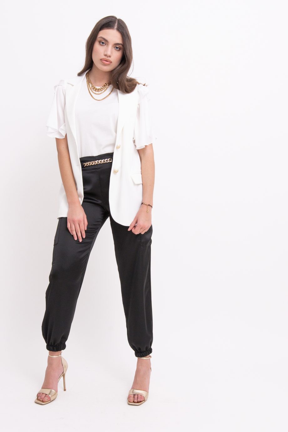 T-shirt combinata con maniche volant