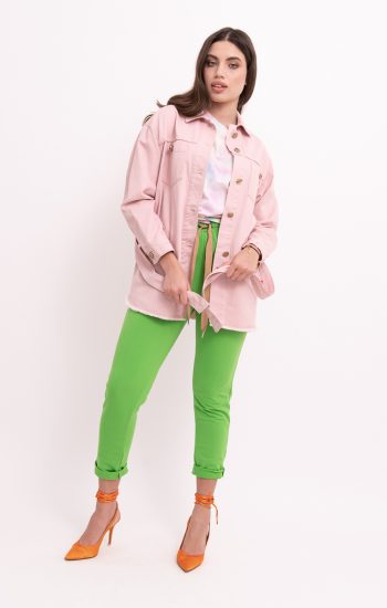 Pantalone jogger col. verde con gros a contrasto