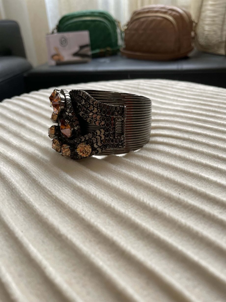 Bracciale rigido con strass ambra