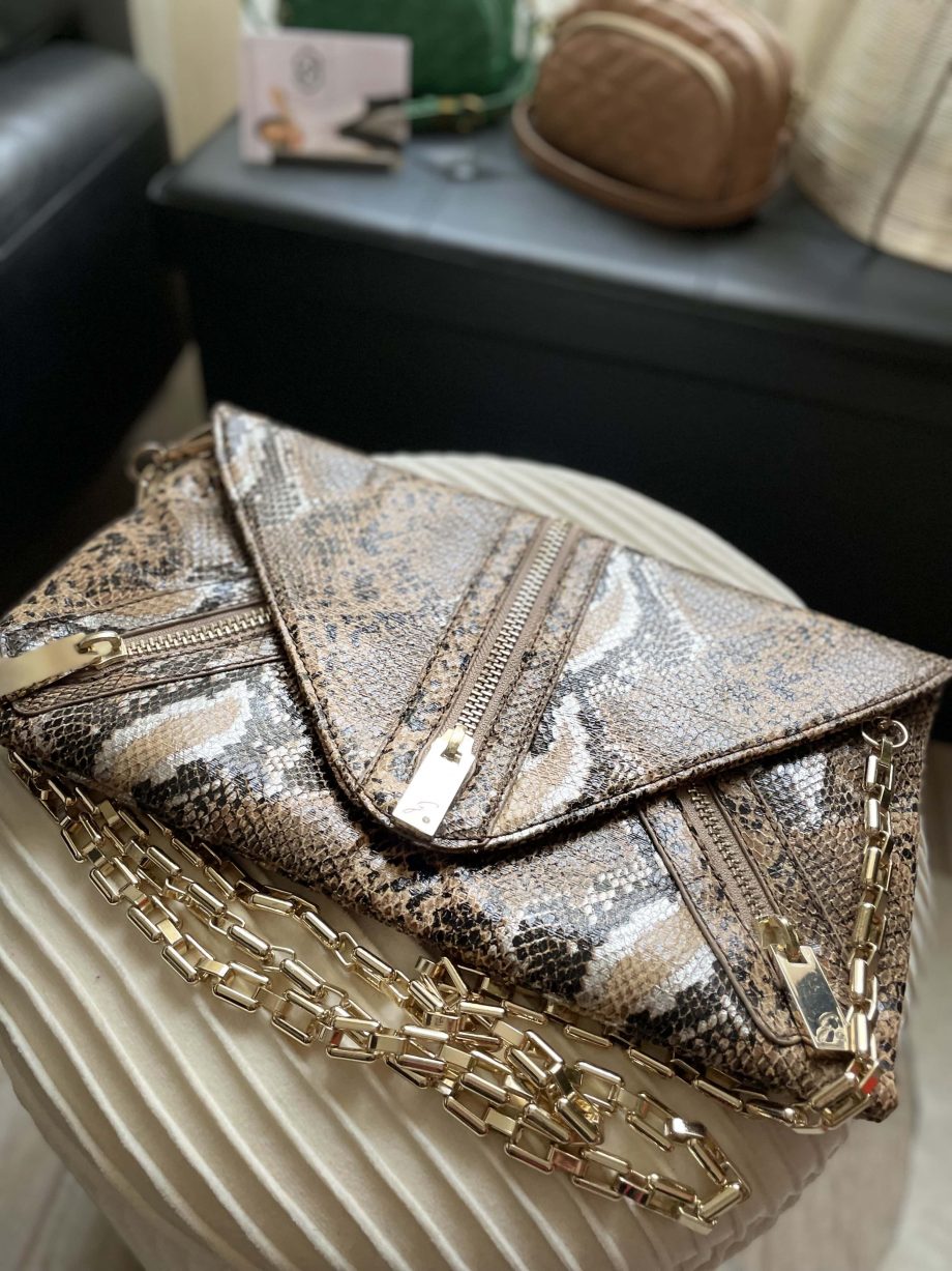 Borsa a spalla in ecopelle animalier