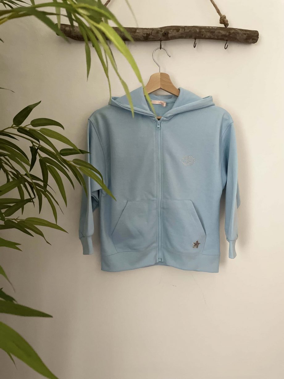 Mod. Aurora: felpa gioiello girl con cappuccio e zip col. carta da zucchero