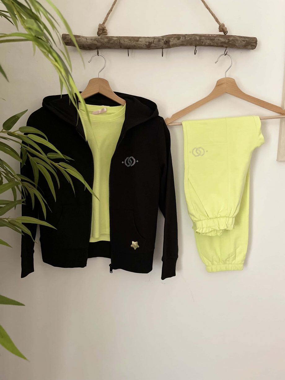 Mod. Alessia: felpa gioiello girl con cappuccio e zip col. nero