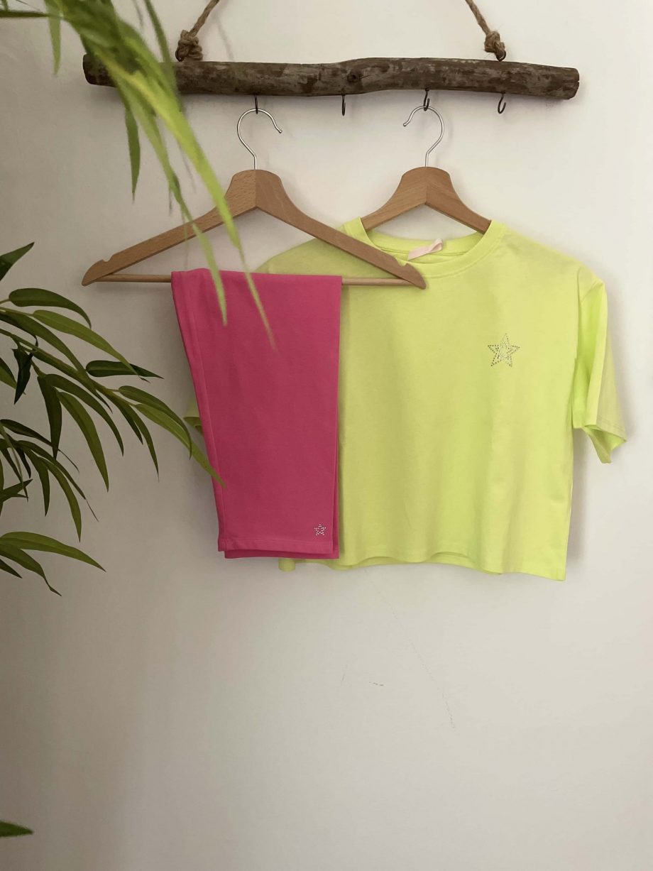 Leggings corto girl col. pink con applicazione stella