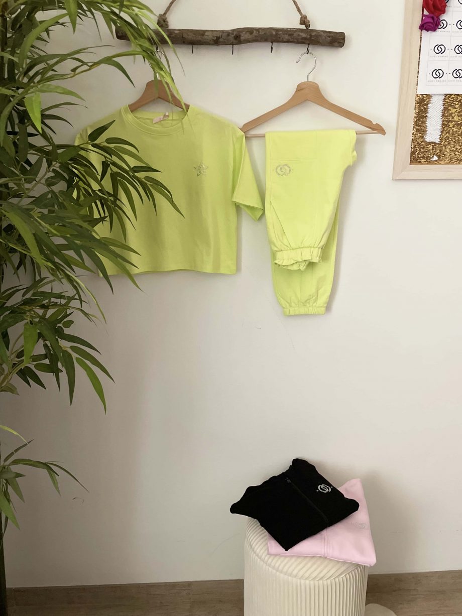 T-shirt crop gioiello girl col. lime