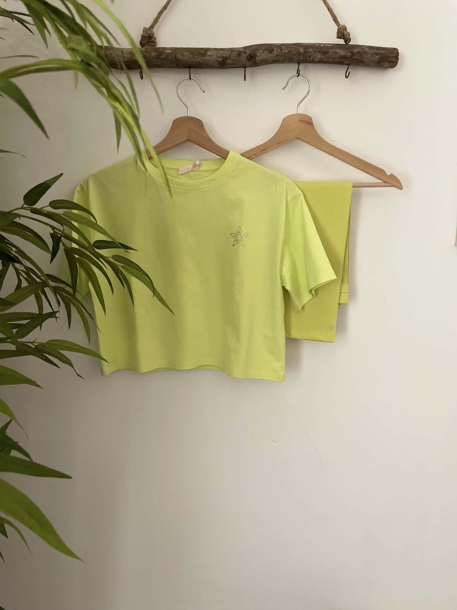 T-shirt crop gioiello girl col. lime