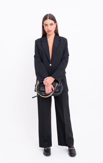 Pantalone dritto a vita alta con cintura
