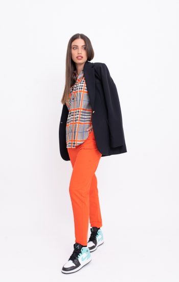Pantalone jogger in felpa col. arancio