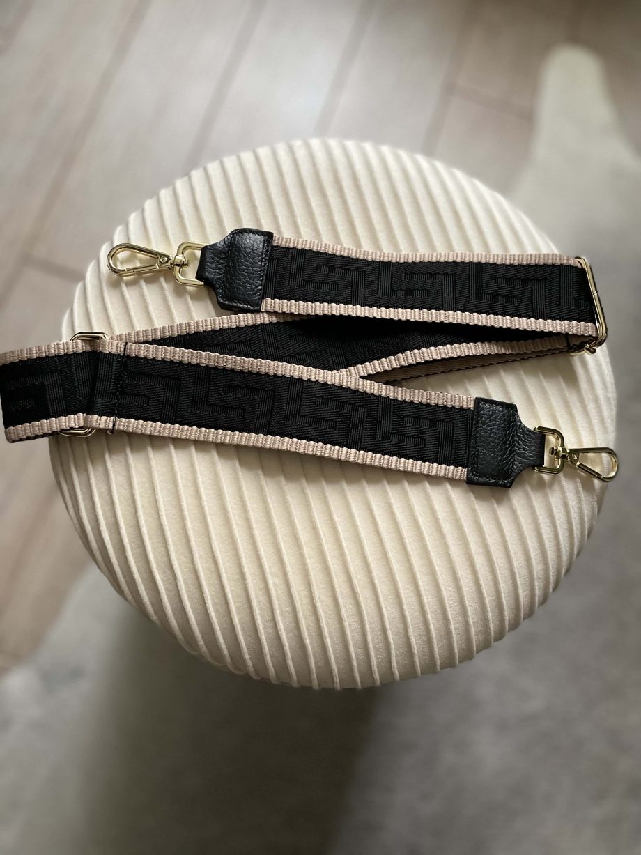 Tracolla jacquard a righe var. nero