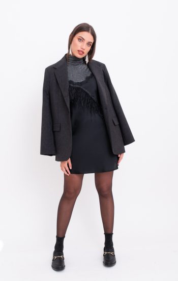 Abito lingerie con piume