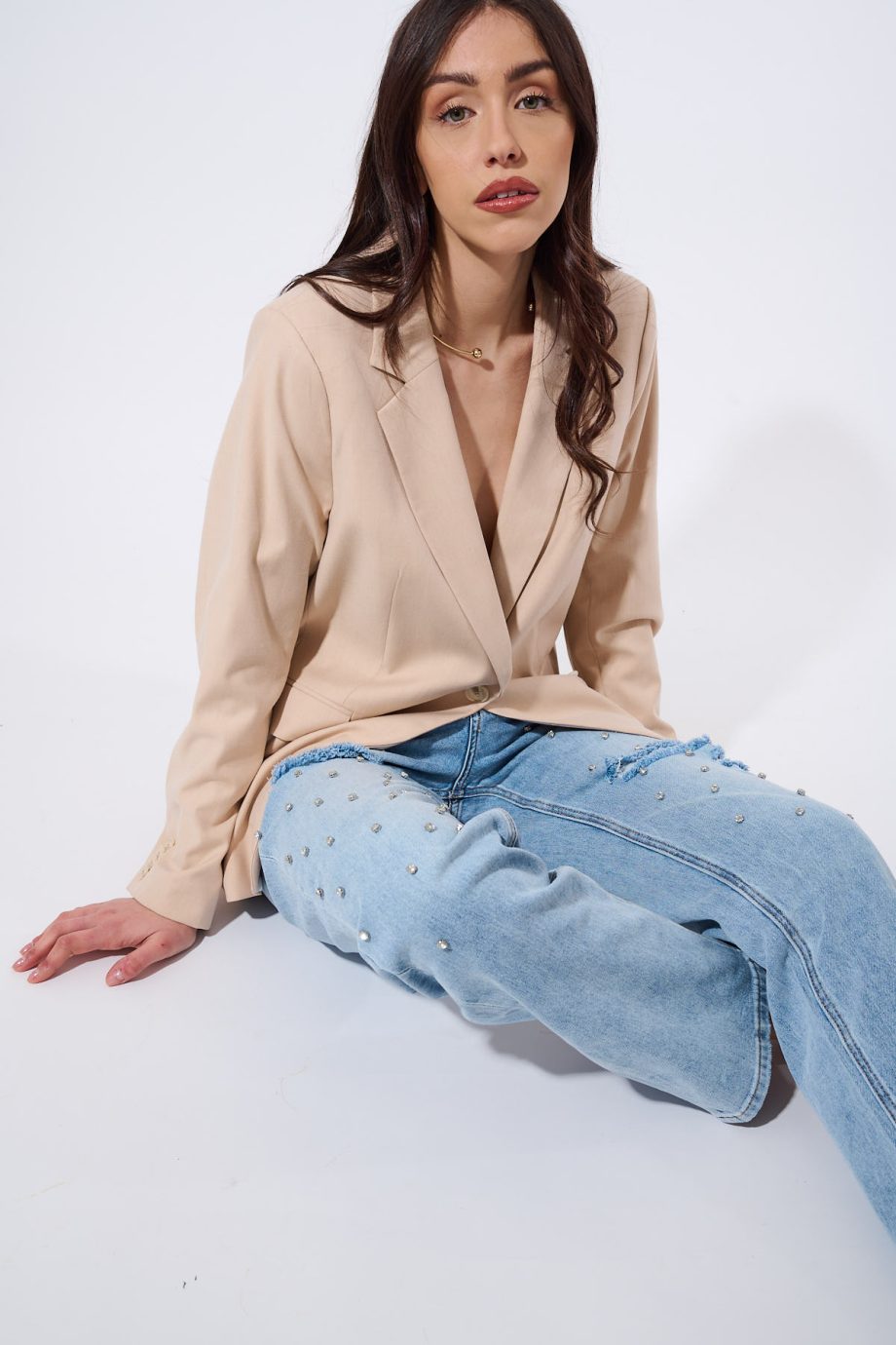 Blazer dritto col. nude