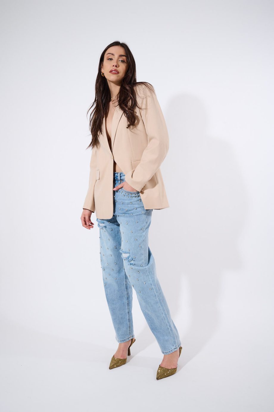Blazer dritto col. nude