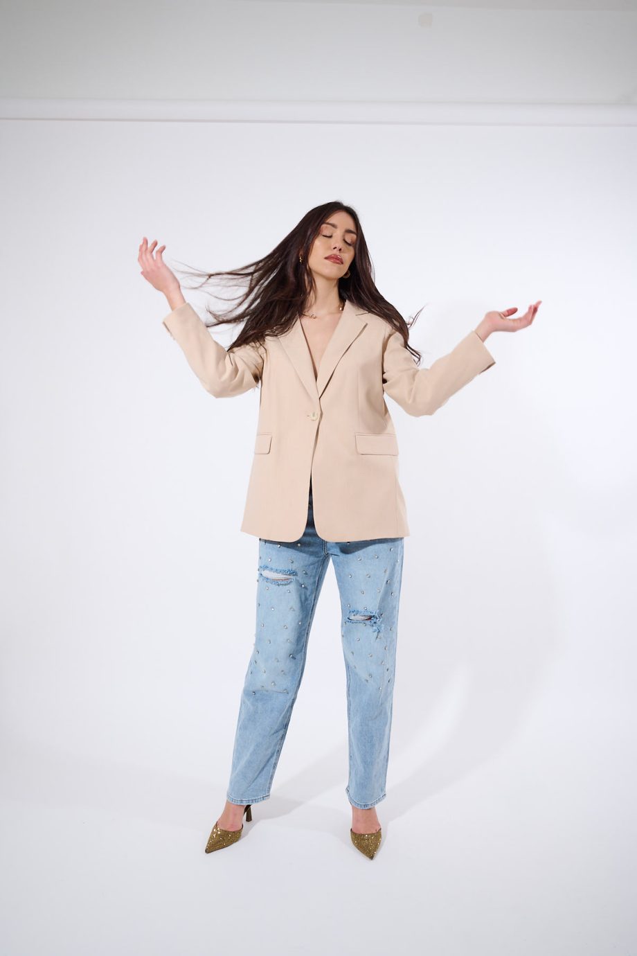 Blazer dritto col. nude