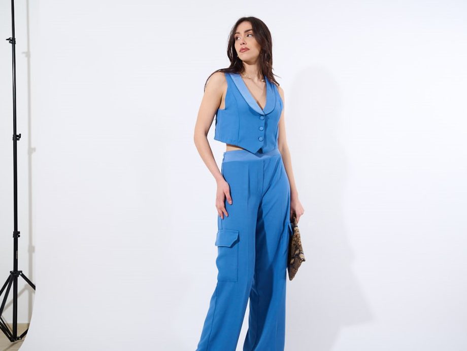 Mod. Cinzia: pantalone sartoriale a palazzo cargo (completo)