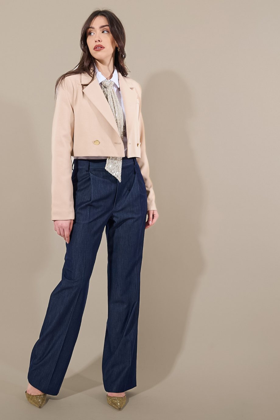 Mod. Michela: pantalone sartoriale dritto in denim