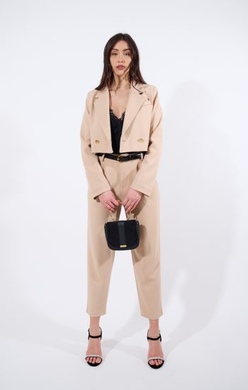 Blazer crop con bottoni dorati (tailleur)