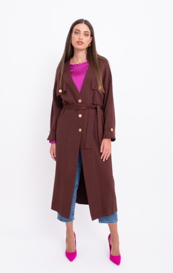Kimono lungo con bottoni dorati