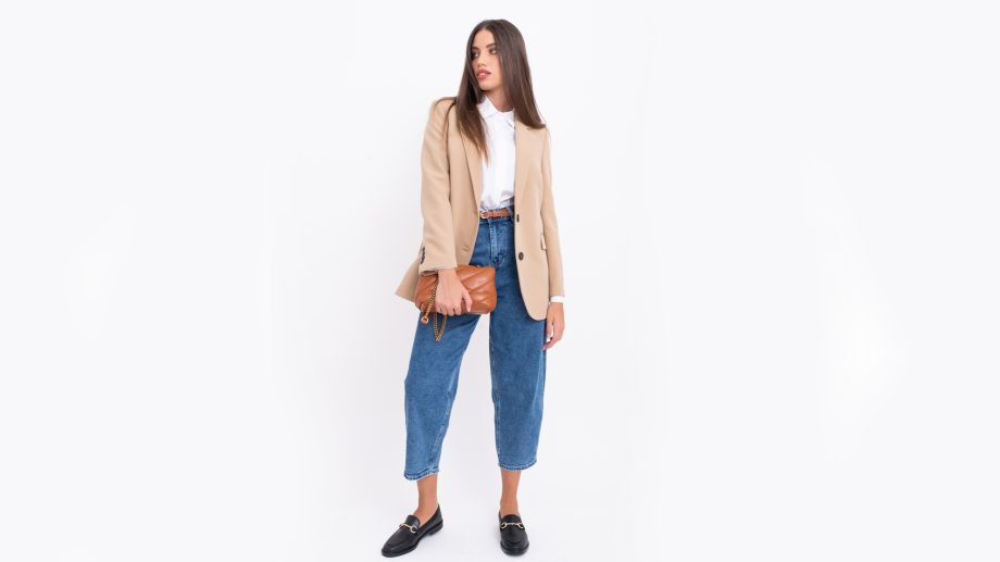 Pantalone denim: high waist/carrot fit