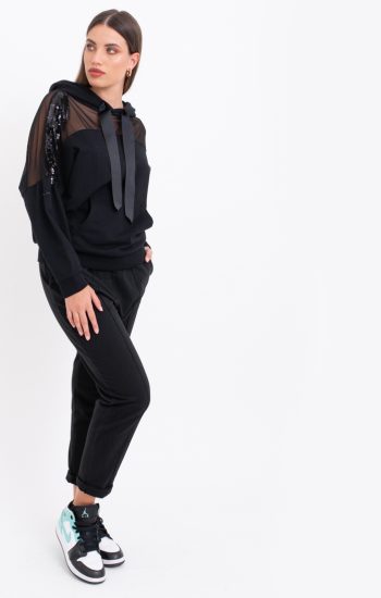 Pantalone jogger in felpa col. nero