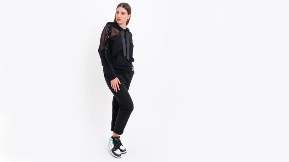 Pantalone jogger in felpa col. nero