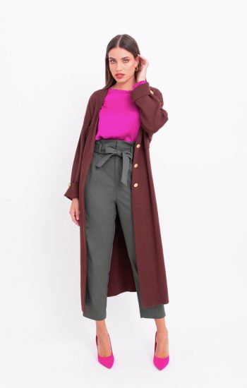 Pantalone vita alta col. verde militare
