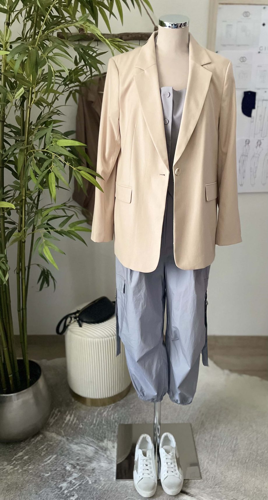 Blazer dritto col. nude