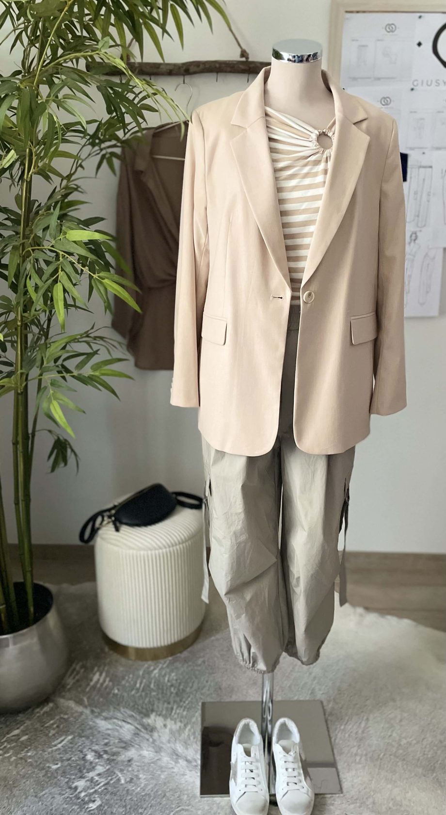 Blazer dritto col. nude