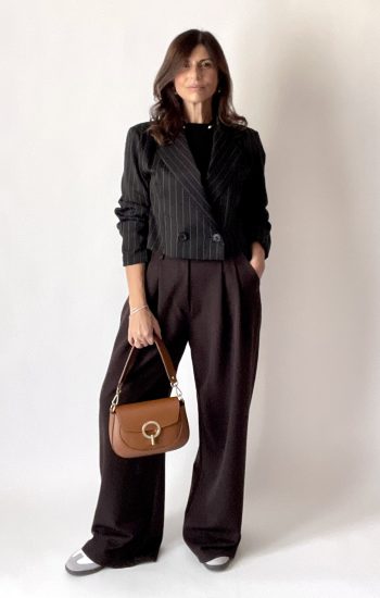 Blazer crop gessato