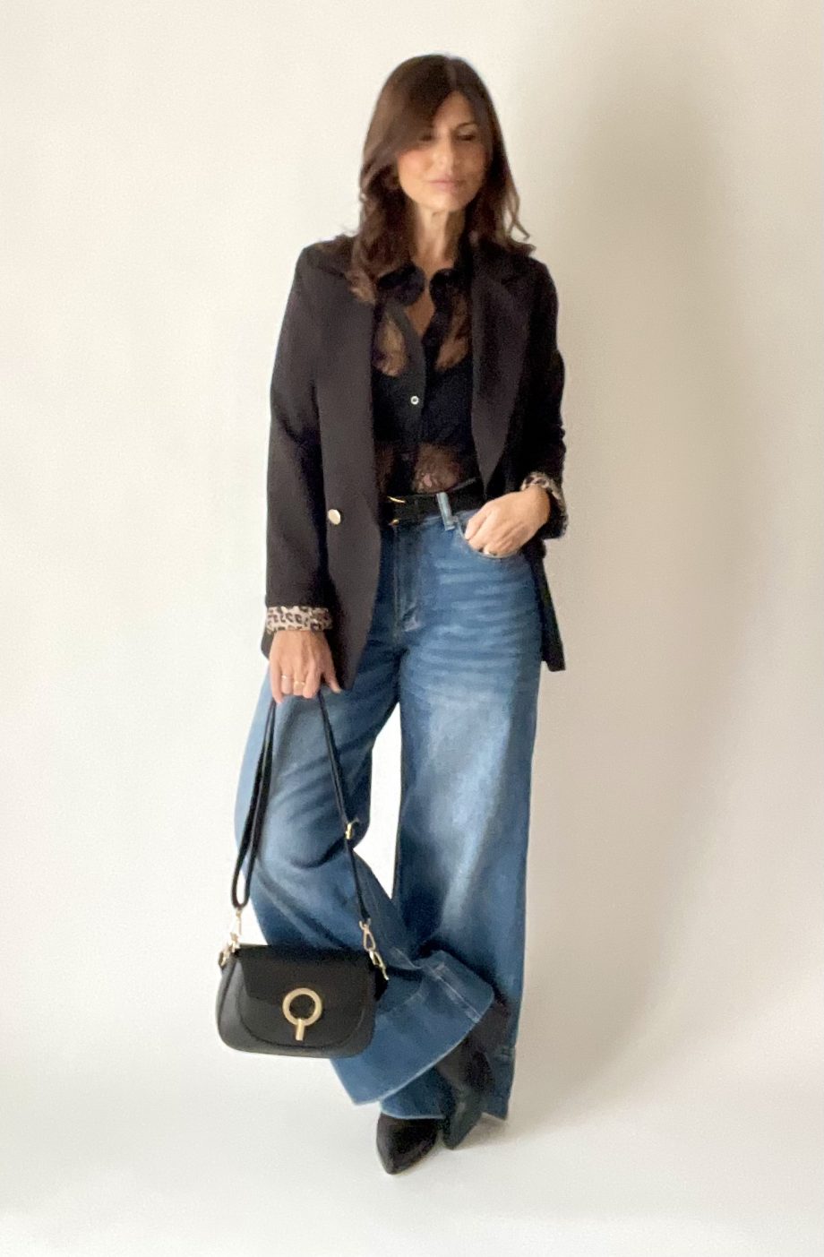 Blazer sfiancato con fodera a contrasto