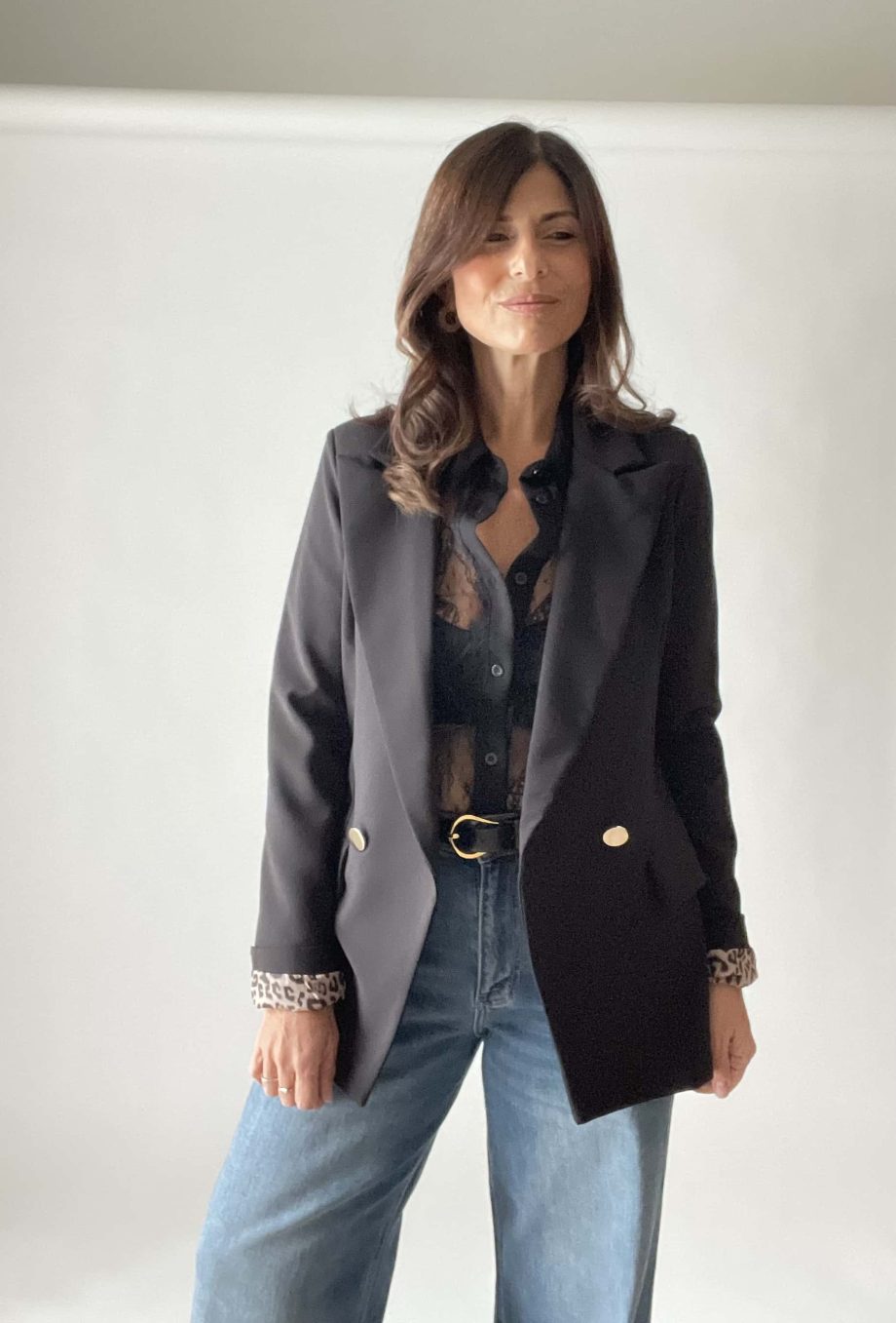 Blazer sfiancato con fodera a contrasto