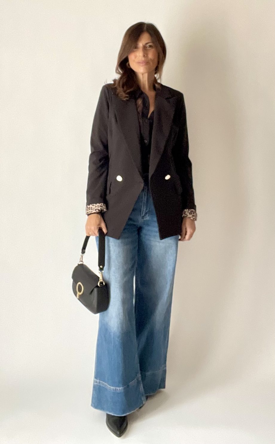 Blazer sfiancato con fodera a contrasto