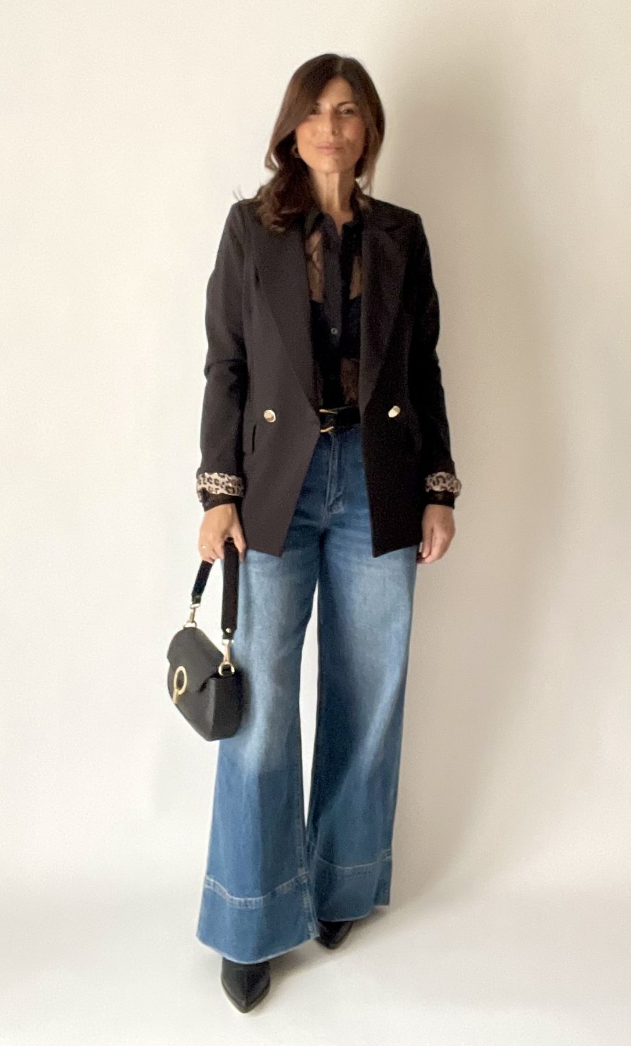 Blazer sfiancato con fodera a contrasto