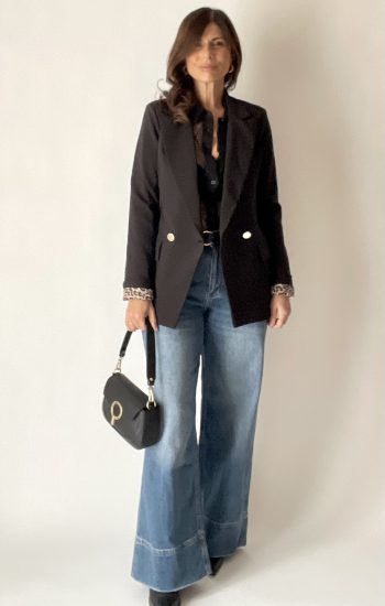 Blazer sfiancato con fodera a contrasto