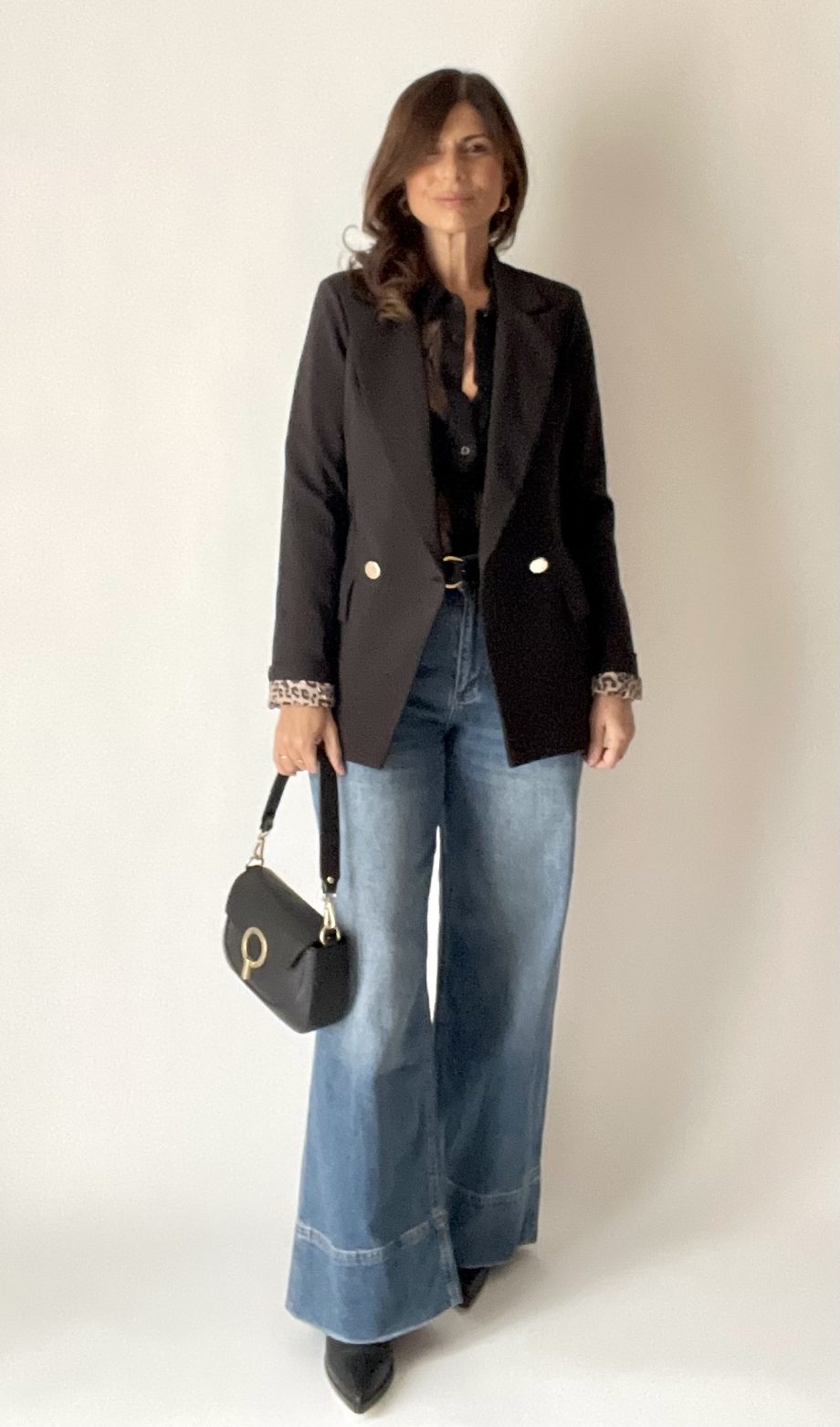 Blazer sfiancato con fodera a contrasto